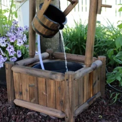 Sunnydaze Decor Sunnydaze 46"H Fir Wood Rustic Wishing Well Outdoor Water Fountain -Garden Furniture Store GUEST 8f956135 6ddd 4246 8792 3729b056c619