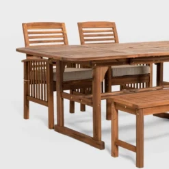 Ravenscroft 4pc Extendable Acacia Wood Outdoor Dining Set - Saracina Home -Garden Furniture Store GUEST 9093e35d 2049 4ddb a85b 14254399b8d2
