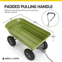 Gorilla Carts 600 Pound Capacity Heavy Duty Poly Yard Garden Steel Quick Dump Utility Wheelbarrow Wagon Trolley Cart With Straight Pull Handle, Green -Garden Furniture Store GUEST 90a7db5e 48d8 41da a9fd f0fd42e87514