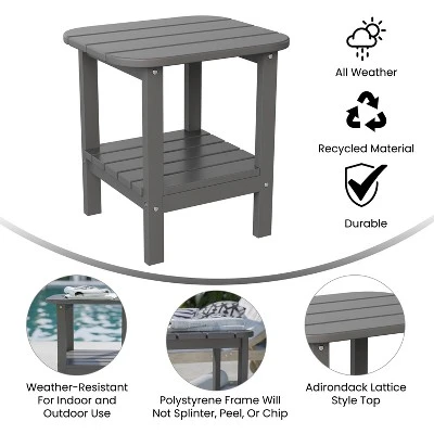 Emma And Oliver Two Tier Polyresin Adirondack Side Table - All-Weather For Indoor/Outdoor Use 4 Emma And Oliver Two Tier Polyresin Adirondack Side Table - All-Weather For Indoor/Outdoor Use - Image 4
