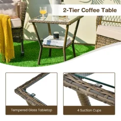 Costway Patio 3PCS Rocking Wicker Bistro Set 2 Rocker Chairs Tempered Glass Side Table 12 Costway Patio 3PCS Rocking Wicker Bistro Set 2 Rocker Chairs Tempered Glass Side Table -Garden Furniture Store GUEST 90cdebd0 6d16 4869 bb55 8406d040a046