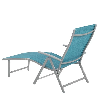 3pc Outdoor Aluminum Folding Adjustable Chaise Lounge Chair And Table Set Blue - Crestlive Products 4 3pc Outdoor Aluminum Folding Adjustable Chaise Lounge Chair And Table Set Blue - Crestlive Products - Image 4