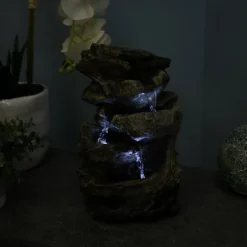 Sunnydaze Decor Sunnydaze Indoor Home Decorative Tiered Rock And Log Waterfall Tabletop Water Fountain With LED Lights - 10" -Garden Furniture Store GUEST 9143abde 6334 4568 a4a7 a645fc33e004