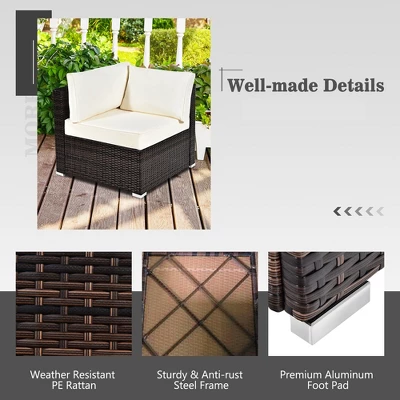 Tangkula 7PCS Patio Rattan Furniture Set 42" Fire Pit Table W/ Cover Cushioned 5 Tangkula 7PCS Patio Rattan Furniture Set 42" Fire Pit Table W/ Cover Cushioned - Image 5