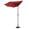 Half Round Patio Umbrella With Easy Crank – Compact 9ft Semicircle Outdoor Shade Canopy For Balcony, Porch, Or Deck By Nature Spring (Red)