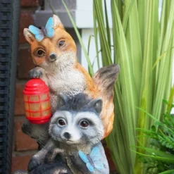 15" Polyresin Solar Nature Pals Statue With Butterflies And LED Lights - Alpine Corporation -Garden Furniture Store GUEST 9272cc53 eae3 4fd8 8153 416887531b79