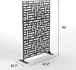 NewTown Decorative Privacy Screen Outdoor Divider With Stand, Featuring Precise Laser Cut,Metal Material-The Pop Home