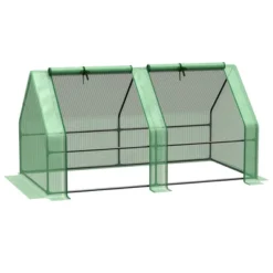 Outsunny 6' X 3' X 3' Portable Mini Greenhouse Outdoor Garden With Large Zipper Doors And Water/UV PE Cover, Green 7 Outsunny 6' X 3' X 3' Portable Mini Greenhouse Outdoor Garden With Large Zipper Doors And Water/UV PE Cover, Green -Garden Furniture Store GUEST 93557fa7 6a77 4e84 a42d ed3523e0e986