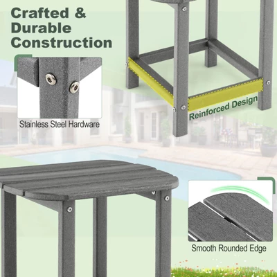 Tangkula 2PCS 18" Patio Adirondack Side Table Coffee Table Weather Resistant HDPE Garden Yard 2 Tangkula 2PCS 18" Patio Adirondack Side Table Coffee Table Weather Resistant HDPE Garden Yard - Image 2