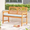 Waimea Honey Slatted Eucalyptus Wood Garden Bench With Cushion - Vifah