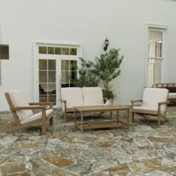 Merrick Lane All-Weather Poly Resin Wood Adirondack Style Deep Seat Patio Loveseat With Cushions -Garden Furniture Store GUEST 94e2a8e7 c31f 4324 b522 e549bb740642