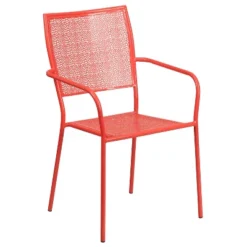 Emma And Oliver Commercial Grade Colorful Metal Patio Arm Chair With Square Back -Garden Furniture Store GUEST 94ec9e88 44ed 4663 aa99 741f85b99b02