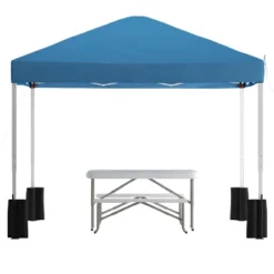Emma And Oliver Portable Tailgate And Camping Set With Pop Up Event Canopy Tent With Wheeled Case And Folding Table With Benches Set -Garden Furniture Store GUEST 94f7680f 60a6 4fe9 9d26 366d4aa2d85c