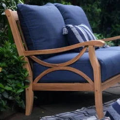 Abbington Teak Patio Loveseat With Cushion - Navy - Cambridge Casual -Garden Furniture Store GUEST 95145a81 9c27 4c1f 9e32 b6f34397ca8b