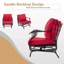 Tangkula 3PCS Outdoor Rocking Chair Set Patio Conversation Bistro Set W/ Red Cushions 13 Tangkula 3PCS Outdoor Rocking Chair Set Patio Conversation Bistro Set W/ Red Cushions -Garden Furniture Store GUEST 95db2100 2f8b 4790 ad49 319212758395