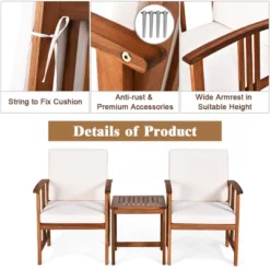 Costway 3PC Outdoor Patio Sofa Furniture Set Solid Wood Cushioned Conversation Set White 13 Costway 3PC Outdoor Patio Sofa Furniture Set Solid Wood Cushioned Conversation Set White -Garden Furniture Store GUEST 962aa714 088d 4058 b341 1d342873892a