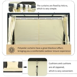 Patio Outdoor 3-Seat PE Rattan Swing Bed With Adjustable Curtains-ModernLuxe -Garden Furniture Store GUEST 9795784f 8a71 48c7 9cf7 1b3a0ee02346