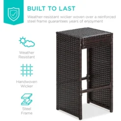 Best Choice Products 7-Piece Outdoor Rattan Wicker Bar Dining Patio Furniture Set W/ Glass Table Top, 6 Stools -Garden Furniture Store GUEST 979f8915 322d 4142 9a61 536d1832278c