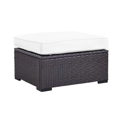 Biscayne Outdoor Wicker Ottoman - White - Crosley 3 Biscayne Outdoor Wicker Ottoman - White - Crosley - Image 3