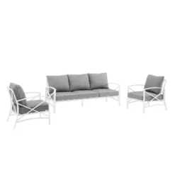 Kaplan 3pc Outdoor Sofa Set With Sofa & 2 Arm Chairs - Gray - Crosley -Garden Furniture Store GUEST 98f927cc 123e 48c3 9f0f fafc9c866a20