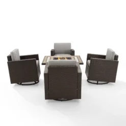 Palm Harbor 5pc Outdoor Wicker Conversation Set With Fire Table - Gray - Crosley 19 Palm Harbor 5pc Outdoor Wicker Conversation Set With Fire Table - Gray - Crosley -Garden Furniture Store GUEST 99e316cb f095 436f 8ba9 81f79a6027dd