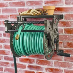 Liberty Garden LBG-707 Wall Mounted Heavy Gauge Aluminum Hanging Hose Reel For 5/8" With Guide For Backyard, Garden, Or Home, Bronze -Garden Furniture Store GUEST 99fe307d 2224 451a ad62 882b513d2ffb