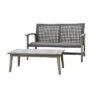Monterosso 2pc Wood & Rattan Outdoor Patio Loveseat & Coffee Table Set - DUKAP