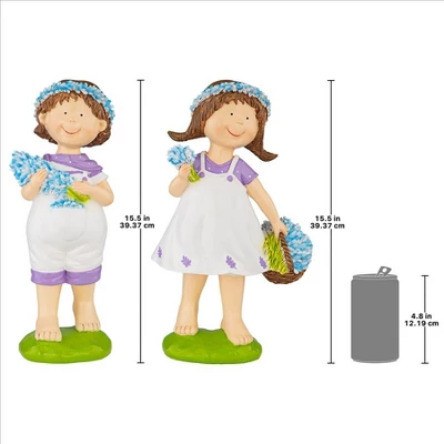Design Toscano Bluebonnet Twins Springtime Children Garden Statues: Set Of Two 7 Design Toscano Bluebonnet Twins Springtime Children Garden Statues: Set Of Two - Image 7