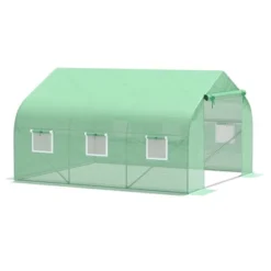 Outsunny 12' X 10' X 7' Outdoor Walk-In Tunnel Greenhouse Hot House With Roll-up Windows, Zippered Door, PE Cover, Green -Garden Furniture Store GUEST 9a7a1db7 6a10 4f06 95a4 5887809797b6