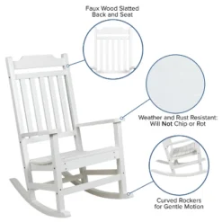 Merrick Lane Poly Resin Indoor/Outdoor Rocking Chair With Side Table -Garden Furniture Store GUEST 9b7f8fc8 63fd 4fe8 9684 bcfc39072101