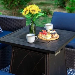 Captiva Designs 7pc Steel & Wicker Outdoor Square Fire Pit Furniture Set With Cushions -Garden Furniture Store GUEST 9bf8d92e 2a3c 4ac9 ad01 7c077ab6c587