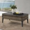 Prescott Outdoor Wicker Coffee Table - Brown - Crosley