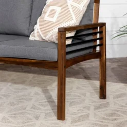 Saybrook Modern Metal And Wood Patio Loveseat - Gray/Dark Brown - Saracina Home -Garden Furniture Store GUEST 9d3c59a7 d784 409b 8d9b 2ff43d11dbb3