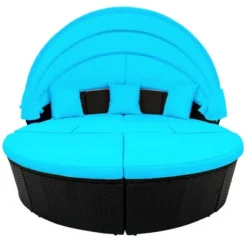 6pc Wicker Round Outdoor Sectional Set With Cushions - Black/Blue - GODEER 36 6pc Wicker Round Outdoor Sectional Set With Cushions - Black/Blue - GODEER -Garden Furniture Store GUEST 9d72b06d e43e 47be 981a b8c825a7f17f