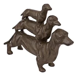 Design Toscano Stacked Hot Dogs Dachshund Cast Iron Statue