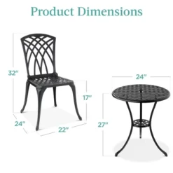 Best Choice Products 3-Piece Aluminum Patio Bistro Set W/ Umbrella Hole, 2 Chairs, Polyester Cushions - Black/Red 11 Best Choice Products 3-Piece Aluminum Patio Bistro Set W/ Umbrella Hole, 2 Chairs, Polyester Cushions - Black/Red -Garden Furniture Store GUEST 9e14ba8d 9e63 4b65 b229 1be9cb3c4ef0
