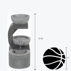 LuxenHome Gray Resin Raining Water Sculpture Outdoor Fountain With LED Lights -Garden Furniture Store GUEST 9f09ca77 7550 4a5c bebf 16b0da4d0351