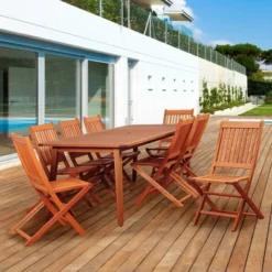 Callahan 9pc Patio Eucalyptus Wood Dining Set - International Home Miami -Garden Furniture Store GUEST 9f4e9afd 7411 4272 88d3 116926863601