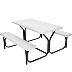 Costway Picnic Table Bench Set Outdoor Backyard Patio Garden Party Dining All Weather White -Garden Furniture Store GUEST 9fae2301 78ac 4633 86fa 5a56149ba0d2
