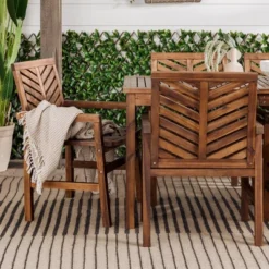 7pc Slatted Chevron Acacia Patio Dining Set - Saracina Home -Garden Furniture Store GUEST a03b2e41 9299 4237 9dcd 98c1686e592c