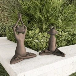 Nature Spring Meditating Yoga Zen Resin Frog Figure - Brushed Bronze Finish -Garden Furniture Store GUEST a04f7777 531a 4fad bc3c e22b24510e20