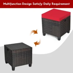 Costway 2PCS Patio Rattan Ottoman Cushioned Seat Foot Rest Coffee Table Red -Garden Furniture Store GUEST a1859c0e c3d6 4a74 8c53 2d248e0fe2cf