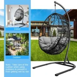 Costway Hammock Chair With Stand Hanging Cushioned Swing Egg Chair -Garden Furniture Store GUEST a1cecead 8cf3 47f3 9b2a 4cb0acee9440