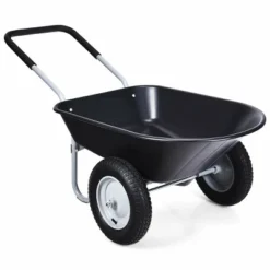 Costway 2 Tire Wheelbarrow Cart Heavy-duty Dolly Utility Cart Black -Garden Furniture Store GUEST a24320c6 8c6a 4ff1 8cc3 72c3ad01e524