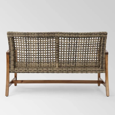 Hampton Wicker Loveseat - Natural/Gray - Christopher Knight Home 5 Hampton Wicker Loveseat - Natural/Gray - Christopher Knight Home - Image 5