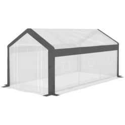 Outsunny 20' X 10' X 9' Walk-In Greenhouse, Outdoor Gardening Canopy With 6 Roll-up Windows, 2 Zippered Doors & Weather Cover, White -Garden Furniture Store GUEST a3435d0e 283b 4cfd 9bcb c8a61c466e98