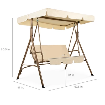 Best Choice Products 2-Person Outdoor Large Convertible Canopy Swing Glider Lounge Chair W/ Removable Cushions 6 Best Choice Products 2-Person Outdoor Large Convertible Canopy Swing Glider Lounge Chair W/ Removable Cushions - Image 6