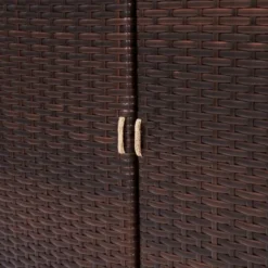 Teamson Home 39.5" Veronica Rolling Outdoor PE Rattan Bar Cart With Storage, Brown -Garden Furniture Store GUEST a51525a0 8611 4eb0 a42e fd98dabea34e