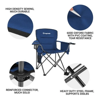 KingCamp Padded Folding Lounge Chairs With Built-In Cupholder, Insulated Cooler Sleeve, And Side Storage Pocket For Indoor & Outdoors, Blue (2 Pack) 2 KingCamp Padded Folding Lounge Chairs With Built-In Cupholder, Insulated Cooler Sleeve, And Side Storage Pocket For Indoor & Outdoors, Blue (2 Pack) - Image 2