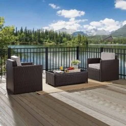 Palm Harbor 3pc All-Weather Wicker Patio Seating Set - Gray Cushions - Crosley 16 Palm Harbor 3pc All-Weather Wicker Patio Seating Set - Gray Cushions - Crosley -Garden Furniture Store GUEST a6794a4b fe92 49b7 a9b5 470ac6aaafca